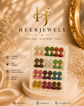 Rangrez beaded jhumka combo set of 12 pairs on display board