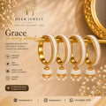 HeerJewels pearl jhumka bangles set of 4 on gold rod